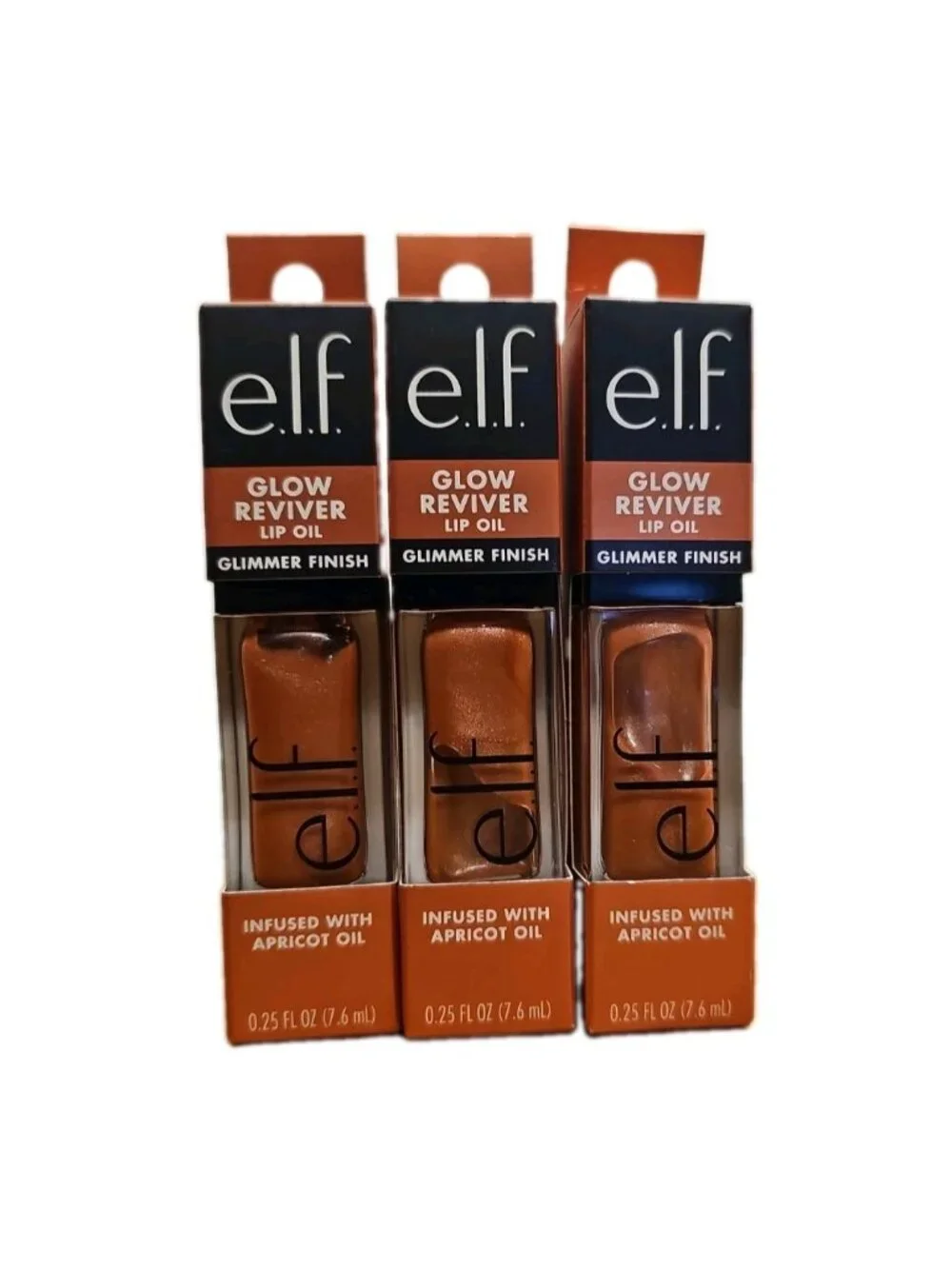 3X ELF Glow Reviver, Apricot,  Lip Oil Glimmer Finish Super Neutral 83049